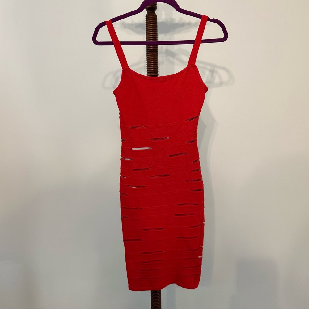 Lux La Bodycon Cutout Sleeveless Red Dress Sz S